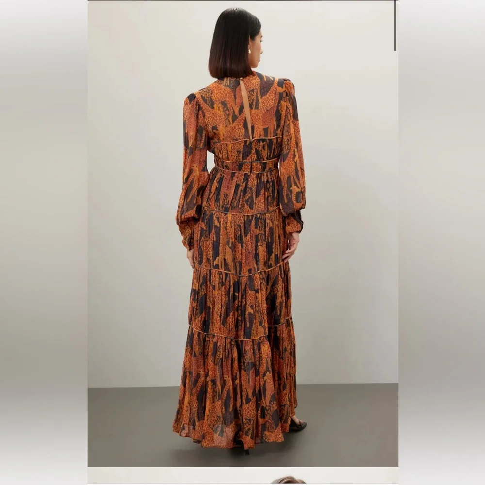 🔥 farm Rio Giraffes Puff Sleeves Maxi DRESS EUC - Picture 4 of 4